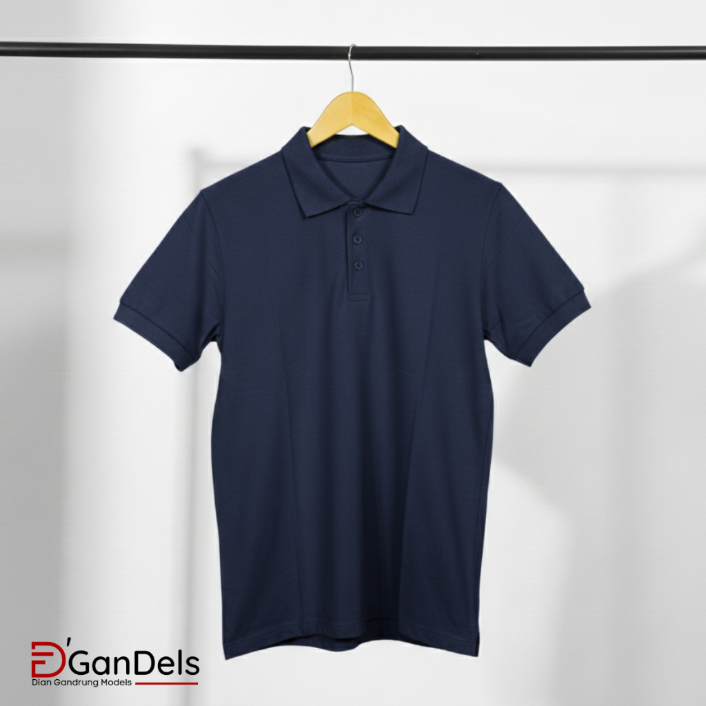 Polo Shirt Pendek Cvc Pique Hexagon 24s Navy - Dgandels