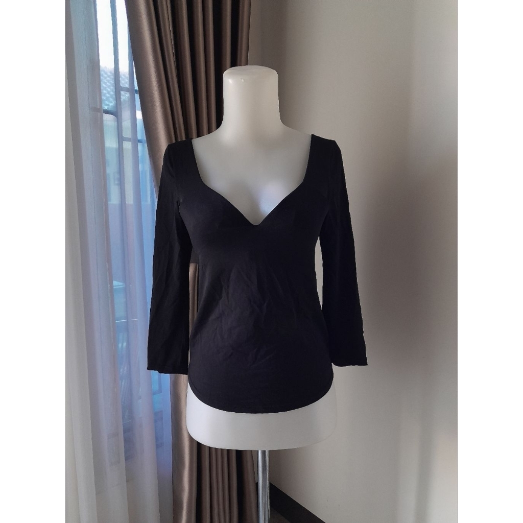 Mame Kurogouchi Airism Cotton Bra, 3/4 Sleeve Uniqlo Airism Bra Top, Atasan Cup Bra Uniqlo Airism