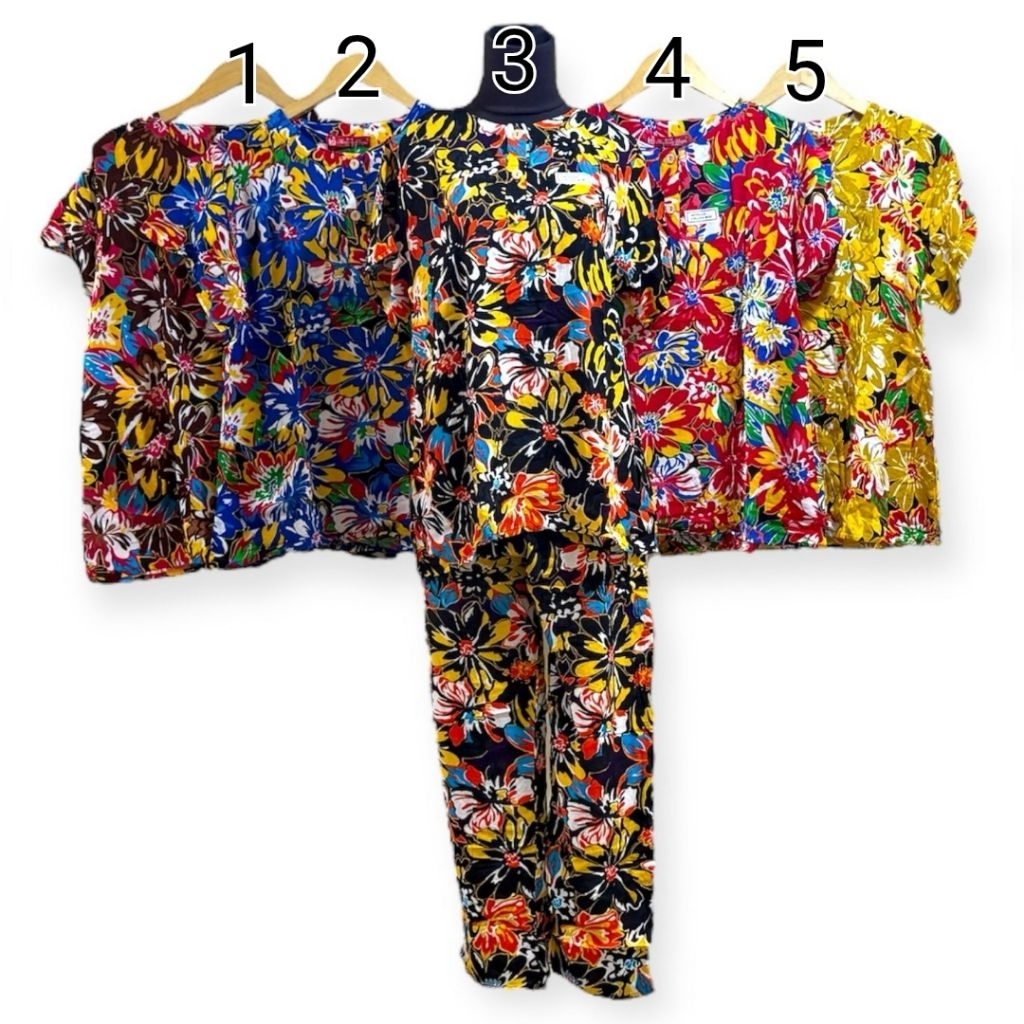 Setelan Kencana Ungu Label Merah Celana Panjang Lengan Pendek