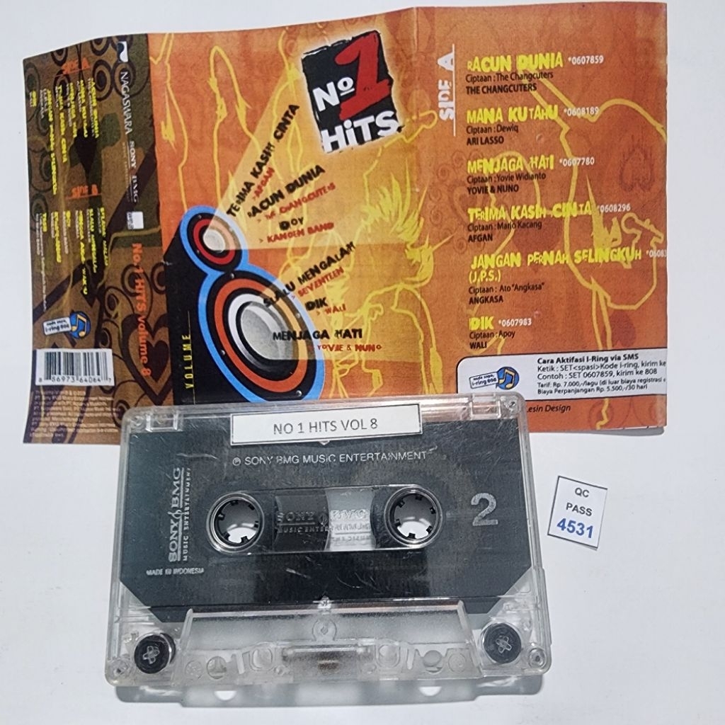 Kaset pita Kompilasi No 1 Hits Vol 8 / The Changcuters Ari Lasso Yovie Nuno (Tanpa Cover)
