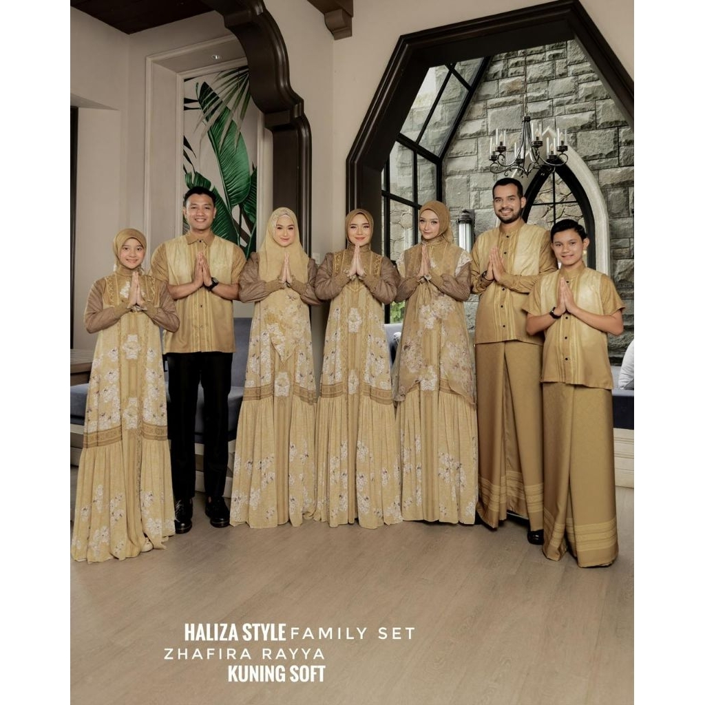 ZHAFIRA KUNING SOFT SARIMBIT FAMILY COUPLE KELUARGA GAMIS SCARF KHIMAR DAILY DRESS BY HALIZA SYARI