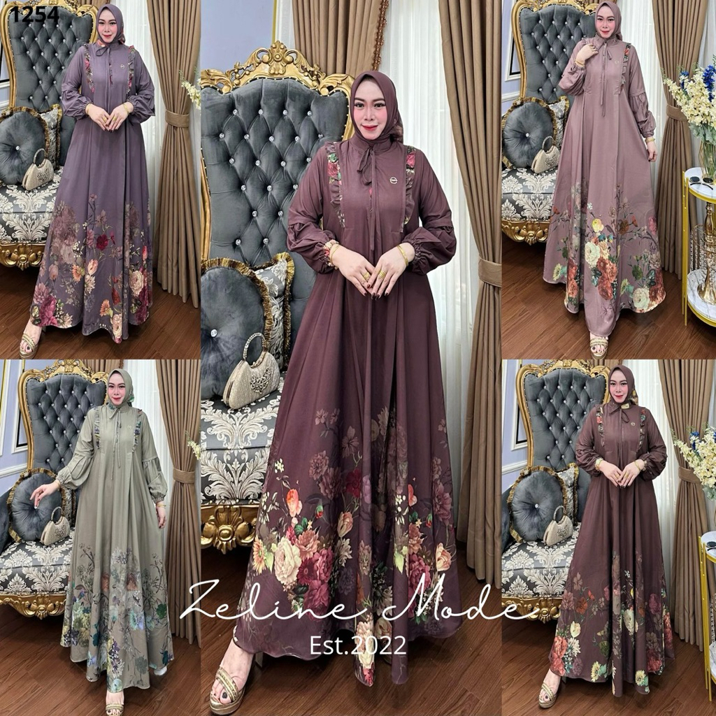 Z*M by zeline mode/ Plat gold Zeline Mode dress wanita/gamis wanita