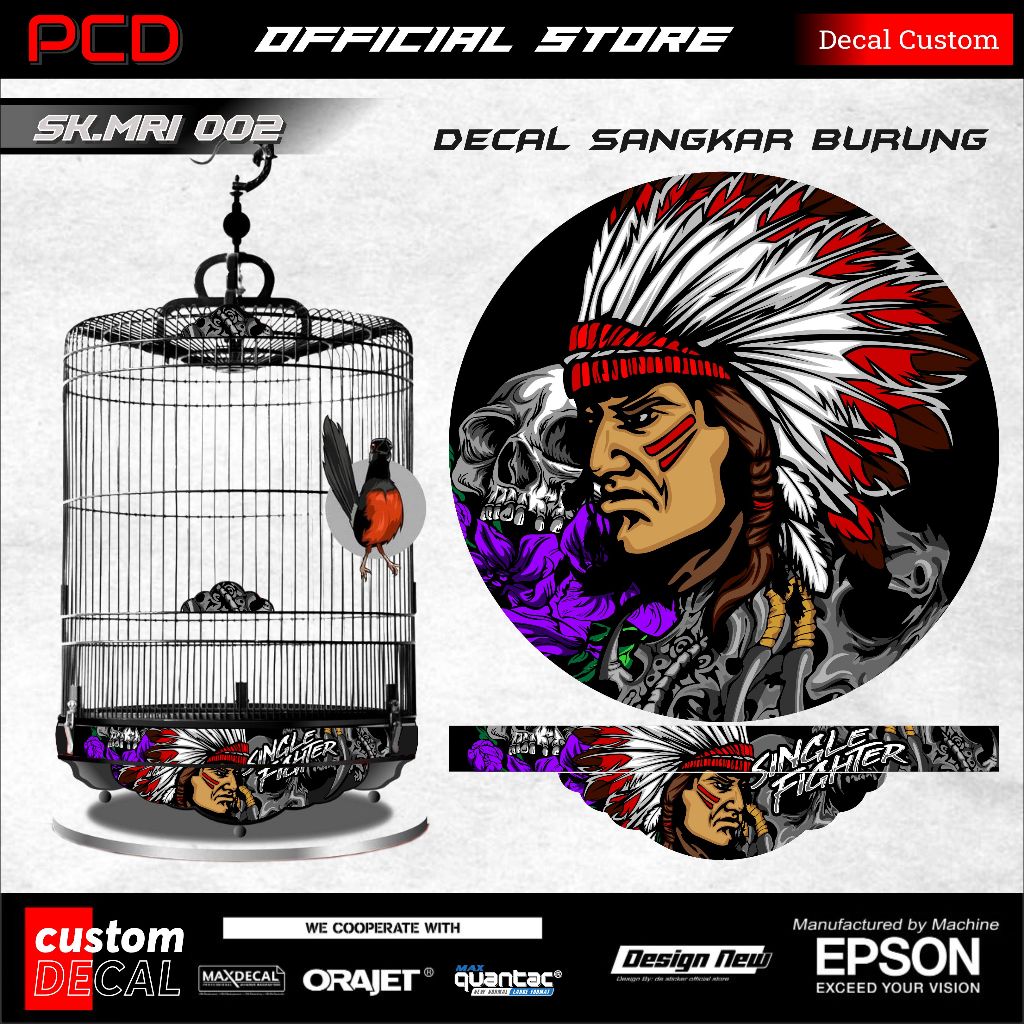 Stiker Sangkar Murai Variasi WAYANG ARJUNA Decal Tebok Kandang Burung Bulat MURAI 1A