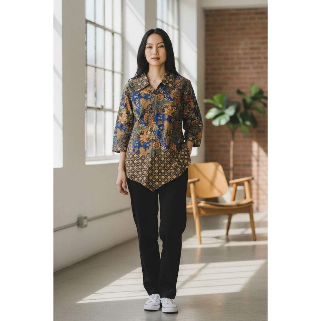 Baju Blouse Atasan Wanita Batik Keris (Ukuran M) Cotton print