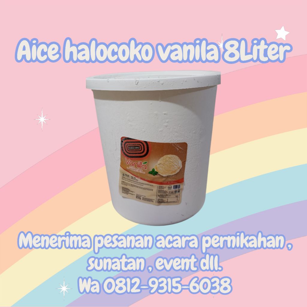 eskrim emberan aice halocoko rasa vanila ice cream aice 8 liter ice cream bucket eskrim murah bekasi