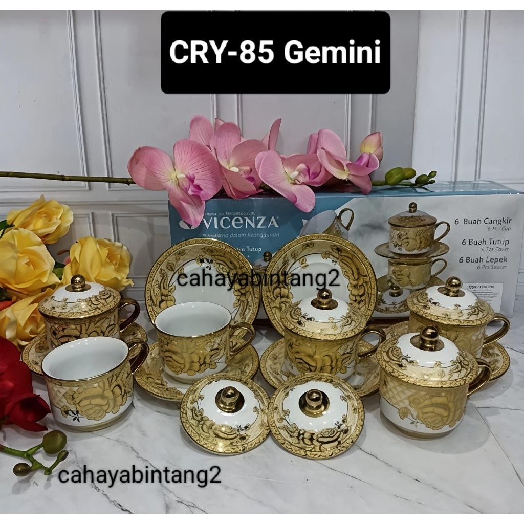 Cangkir Teh/Kopi Tatakan Keramik Vicenza Set Y85