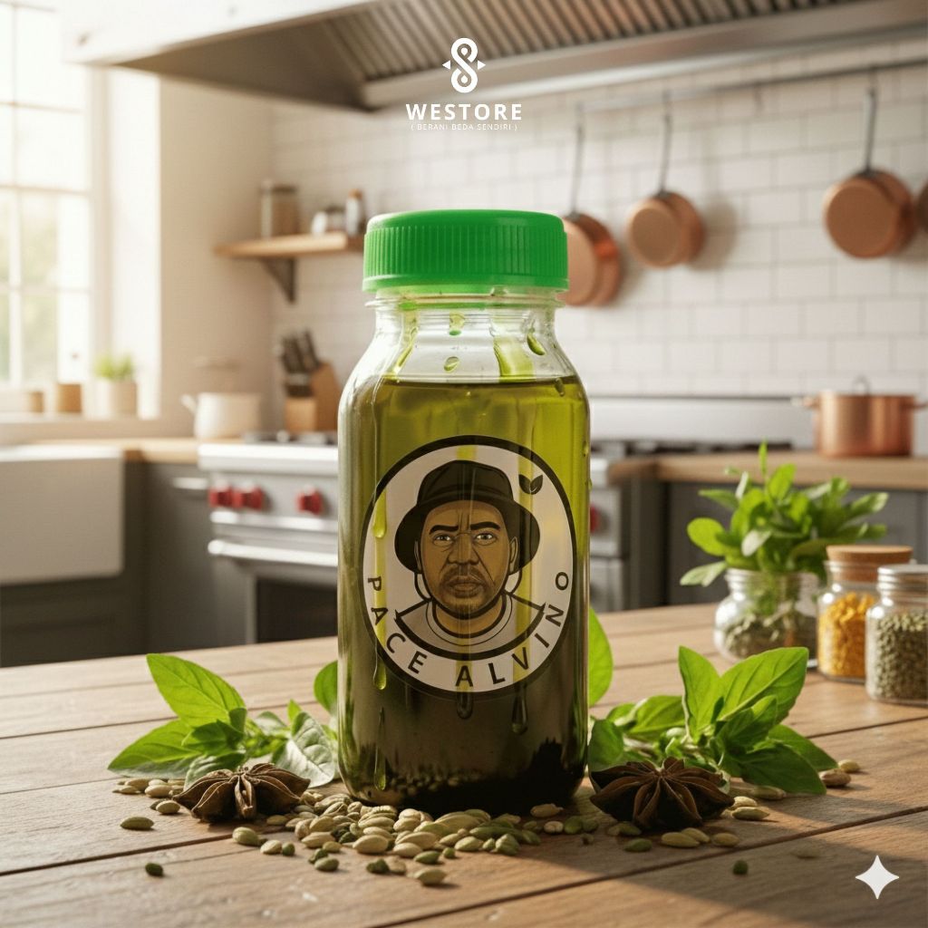 Minyak Pijat Daun Tiga Jari Alvino Asli Papua Minyak Daun Bungkus Isi 50 ML