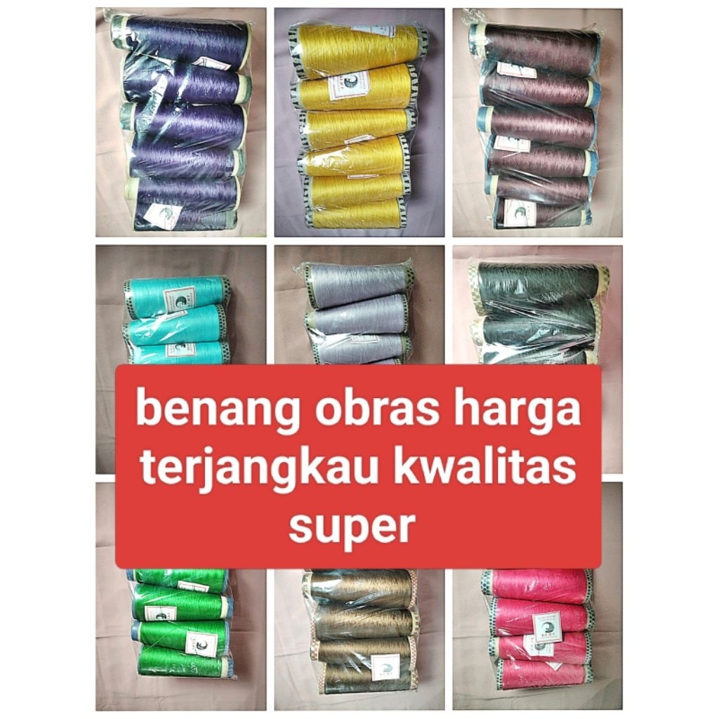 benang obras, benang obras Polyester, benang obras warna lengkap, benang obras murah