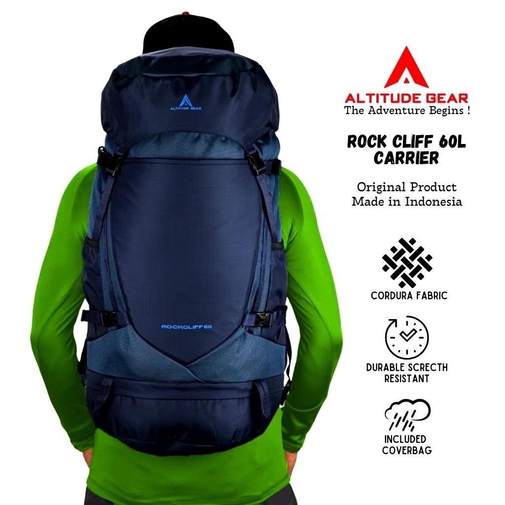 Tas Gunung / Tas Carrier Altitude Rockliff 60L Backpack Mountain Bag Free Rain Cover
