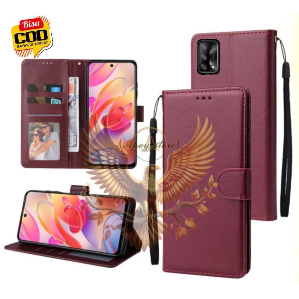 CASE HP OPPO A74 4G - CASING DOMPET-FLIP LEATHER-SARUNG HP