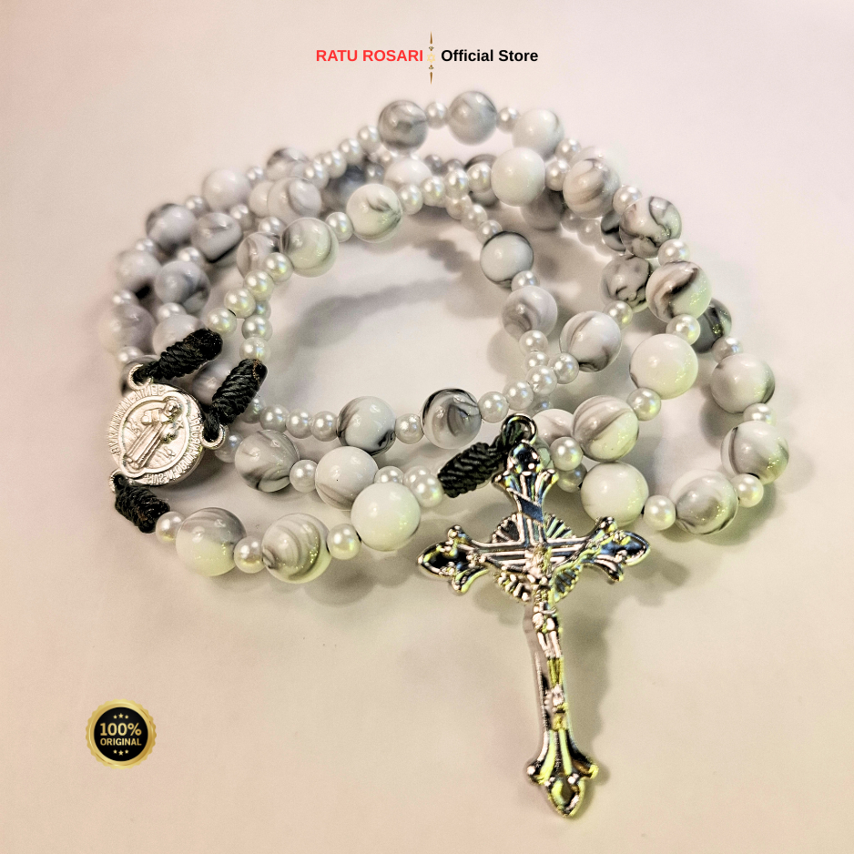 Rosario Roh Kudus Motif Marmer Putih / Rosario Roh Kudus Marmer Putih Original