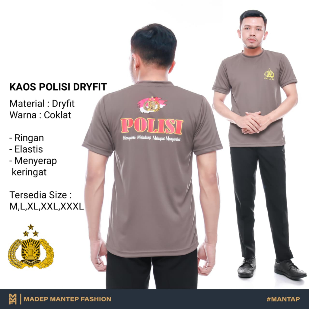 Kaos POLISI POLRI Dryfit Premium Kaos Dalaman Polisi Coklat Terbaru MMF