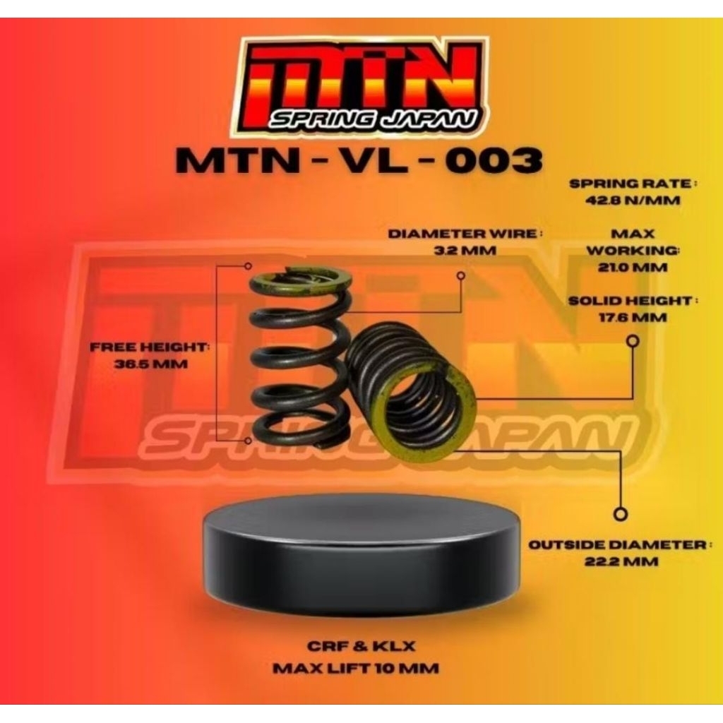 Per Klep Racing Per klep MTN VL-003 Lift 10 max KLX,CRF,SONIC,CBR dan CBR 250cc Oil