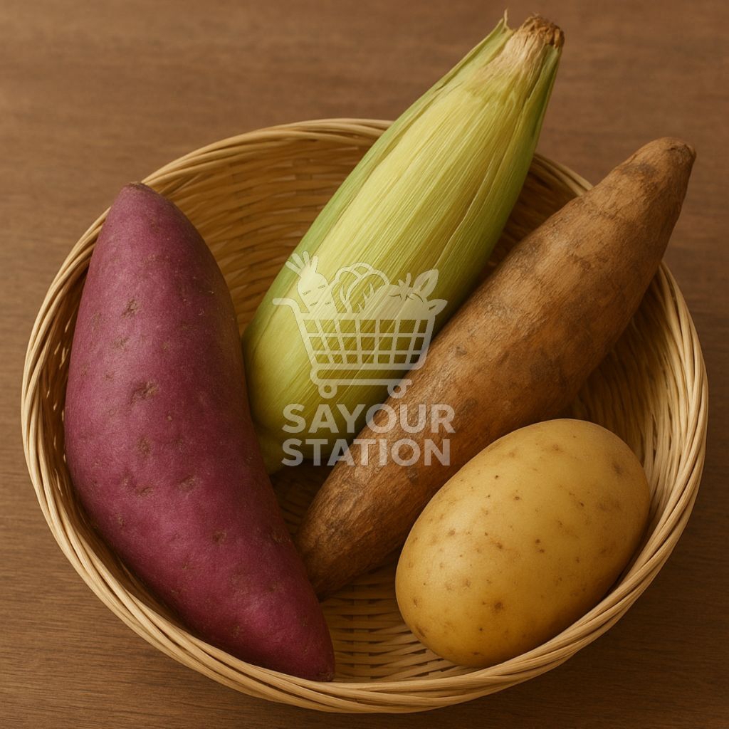 Paket Bahan Kukusan Carbo Only – Ubi Ungu, Singkong, Jagung Manis, Kentang | Bahan Kukusan | Clean E