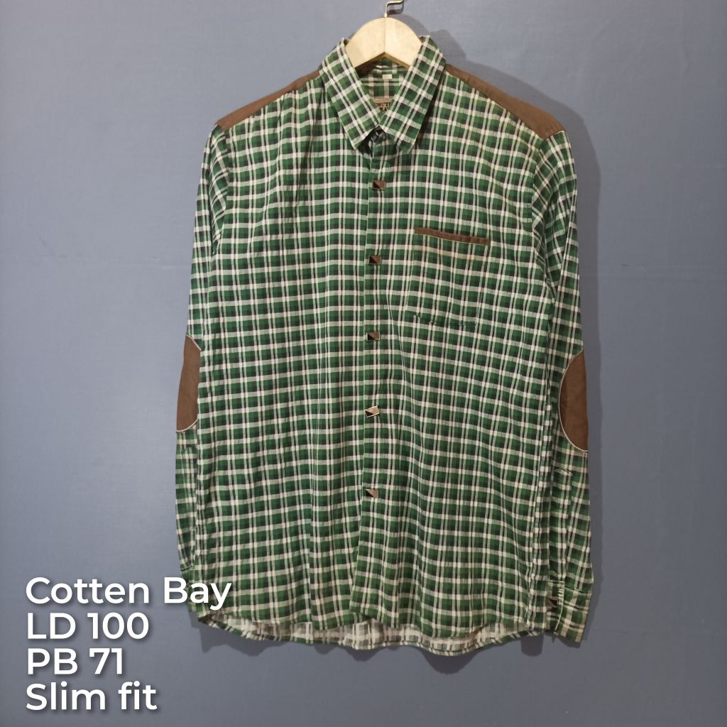 kemeja katun flanel size M bekas pakai| kemeja pria lengan elbow bekas