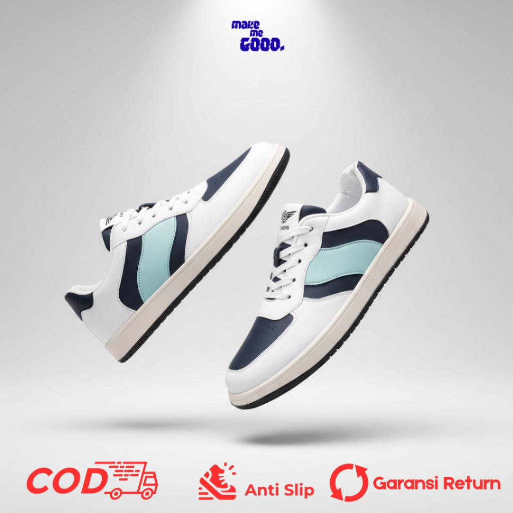 Sepatu Sneakers Pria Kulit Putih Casual White