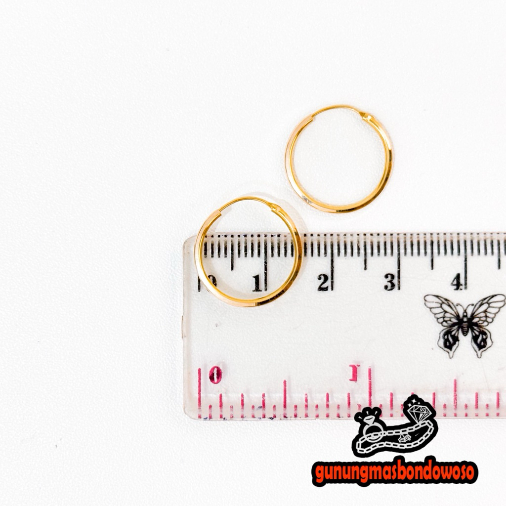 Anting gipsi polos emas asli kadar 300 6k berat 0.580gram diameter 1,5cm
