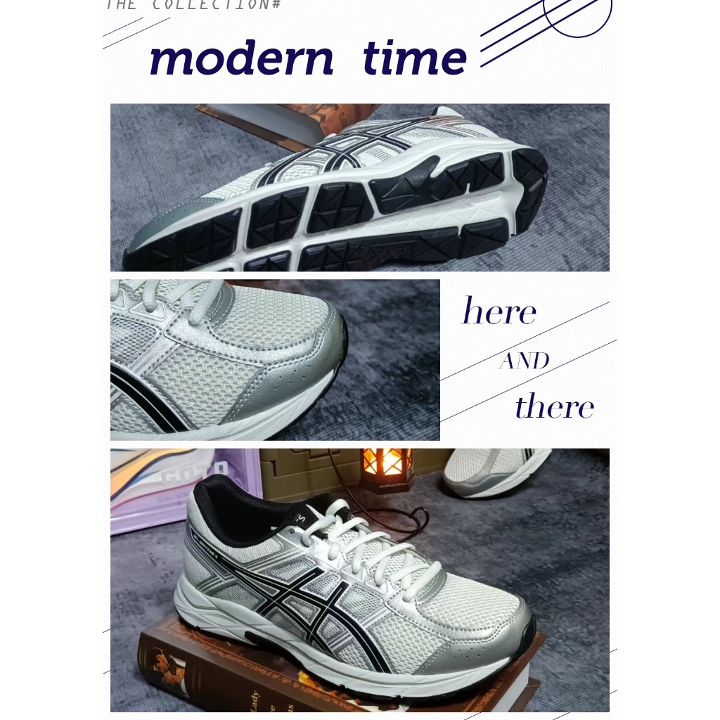 Sepatu Lari Asics Gel-Contend 4 Original White Grey Black GEL Cushioning Unisex Sepatu Olahraga Prof