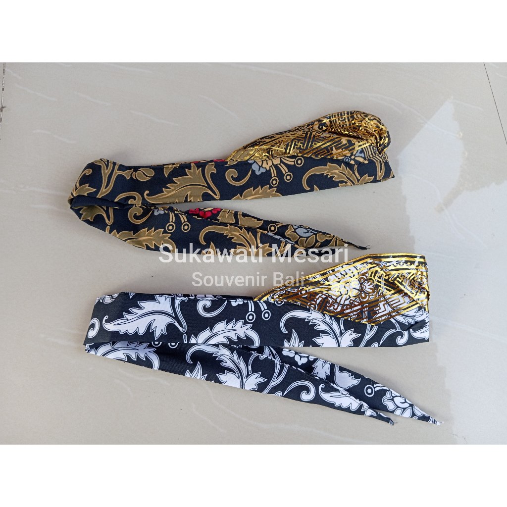 Udeng Karnaval Setengah Jadi Batik Patra Ikat Kepala Manual Souvenir Topi Khas Bali