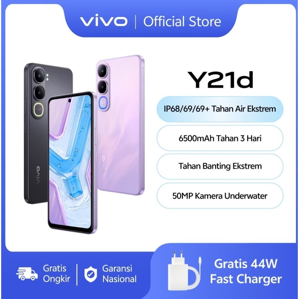 VIVO Y21D RAM 8/128, 12/128, 16/128 GB GARANSI RESMI NASIONAL