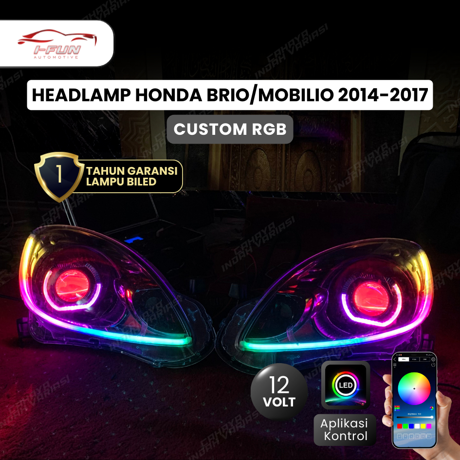 Headlamp Biled Mobilio 2014 2017 Set Biled Custom Full RGB PNP Lampu Depan Mobil Mobilio Brio