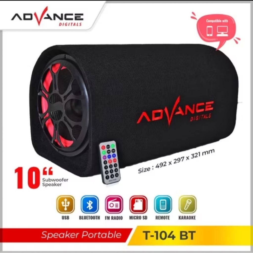 Speaker Bluetooth T104BT  ADVANCE 10" ac/dc