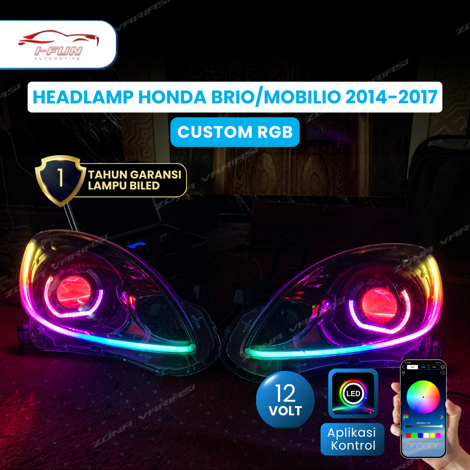 Headlamp Biled Mobilio 2014 2017 Set Biled Custom PNP RGB Lampu Depan Mobil Mobilio Brio