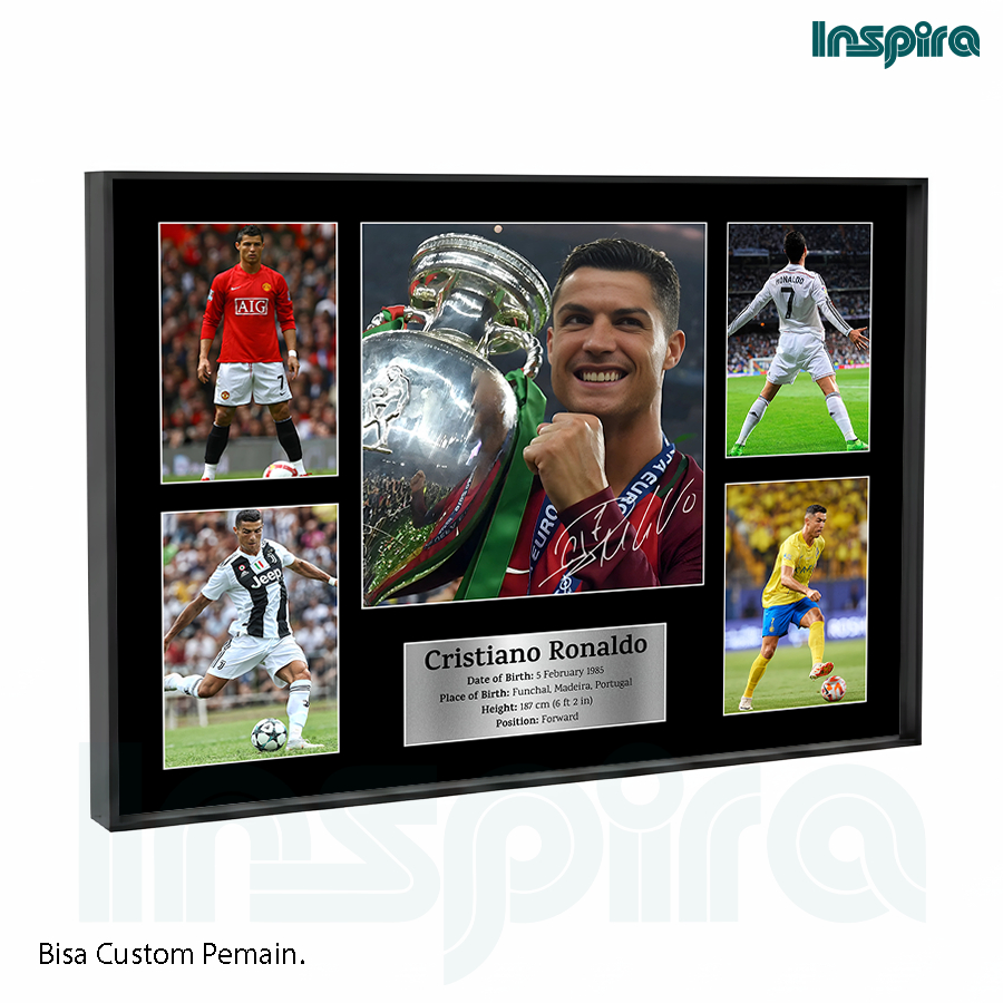 Inspiradekor Frame Bingkai Pajangan Dinding Bola Poster Custom Pemain Sepak Bola Premium