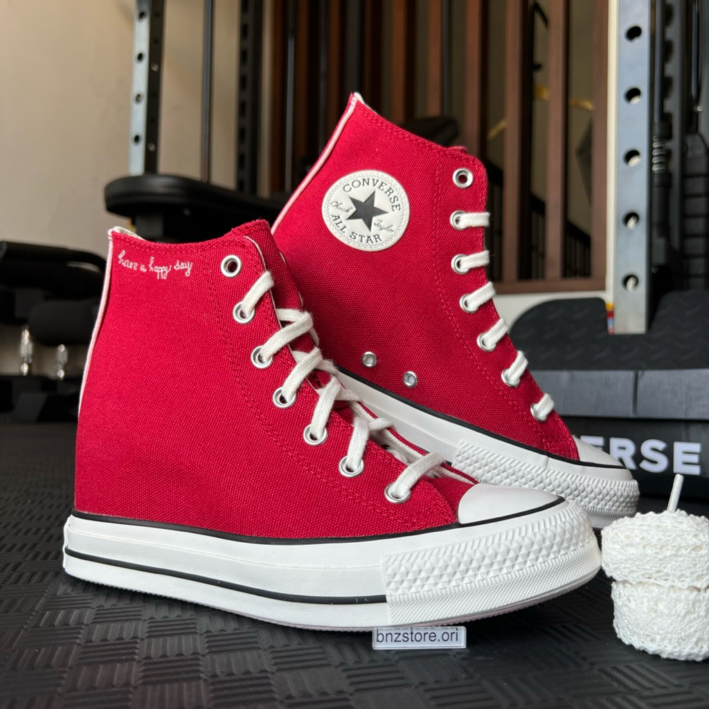 Sepatu Sneakers Wanita Converse CTAS Wedge Red Park/Vintage White