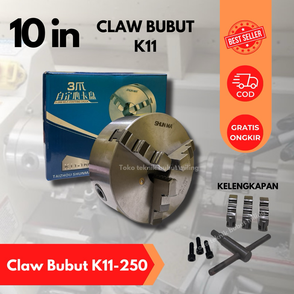 PROMO Chuck Bubut 10 Inch 3 Jaw Chuck Mesin Bubut SHUN MA Baru