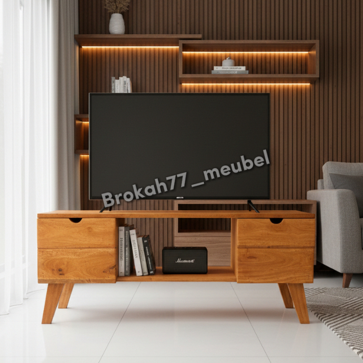 MEJA TV // MEJA KOMPUTER MODERN MINIMALIS KAYU MAHONI SOLID