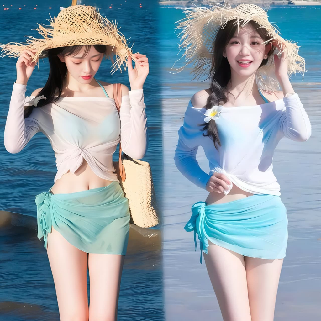 CRYSTAL - Sexy Bikini Baju Pantai Wanita Dewasa / Baju Santai Renang / Baju setelan 3in1 / Kaos Tran