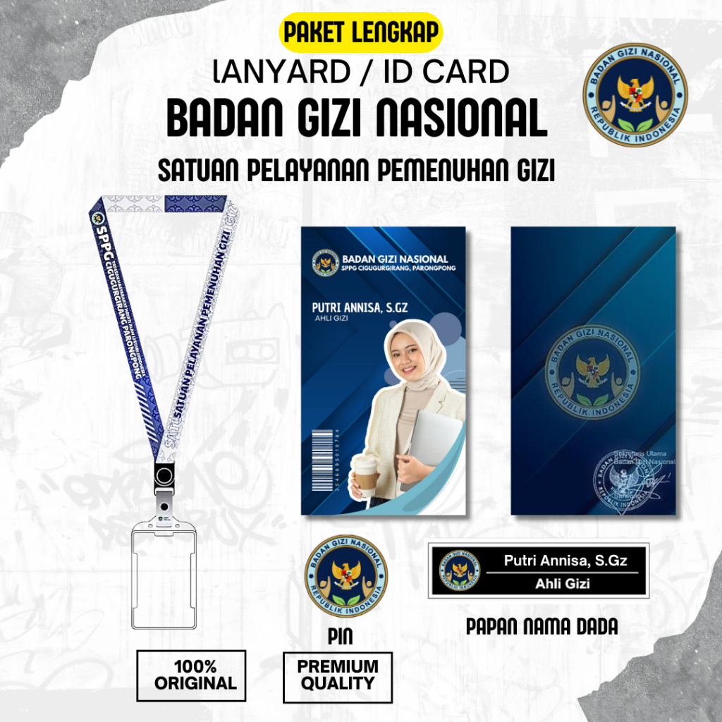 ID CARD LANYARD PAPAN NAMA PIN BGN