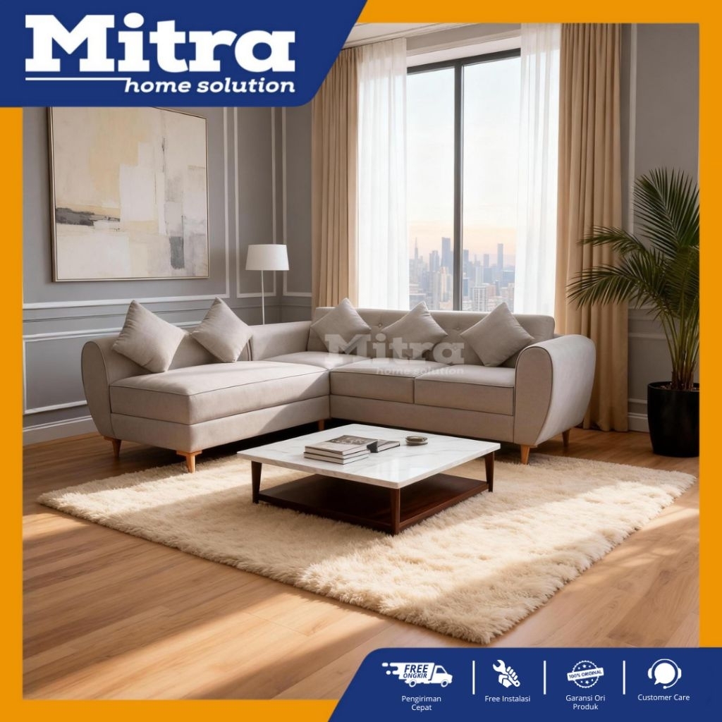 SOFA KAIN CANVAS / SOFA L CANVAS / SOFA WARNA VANILA / SOFA RETRO / SOFA L / SOFA CORNER / SOFA SET 