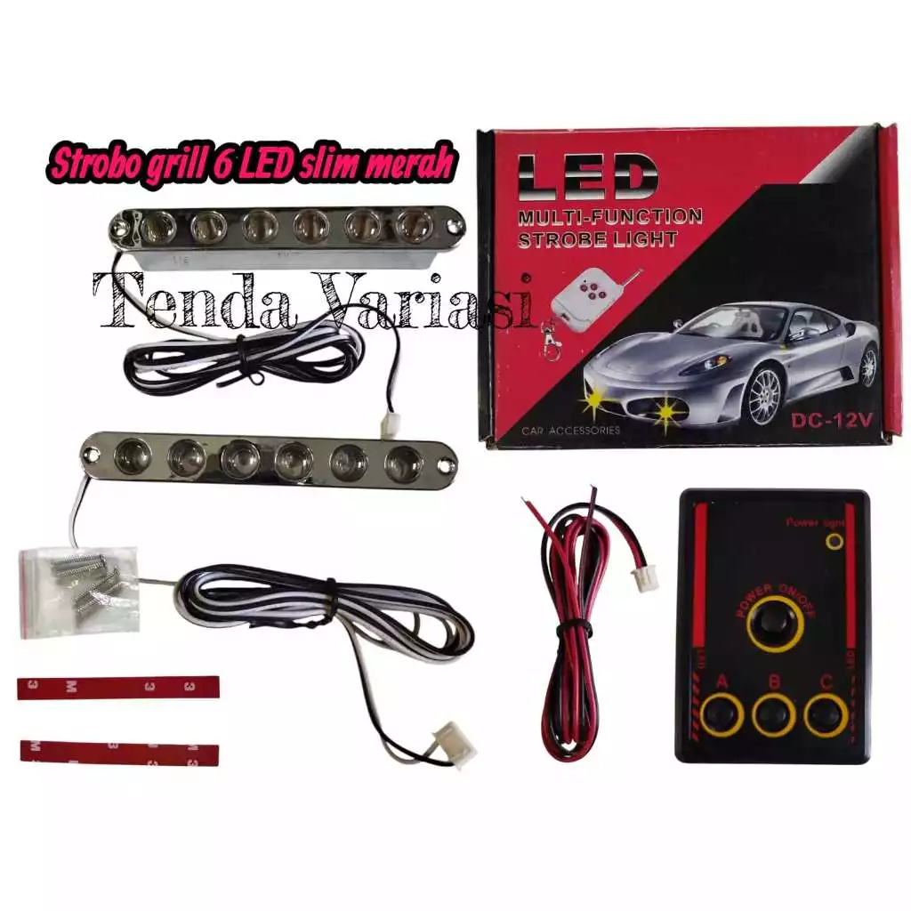 lampu blitz grill/lampu flash grill/lampu strobo grill 2 pc merah-merah super terang 12volt