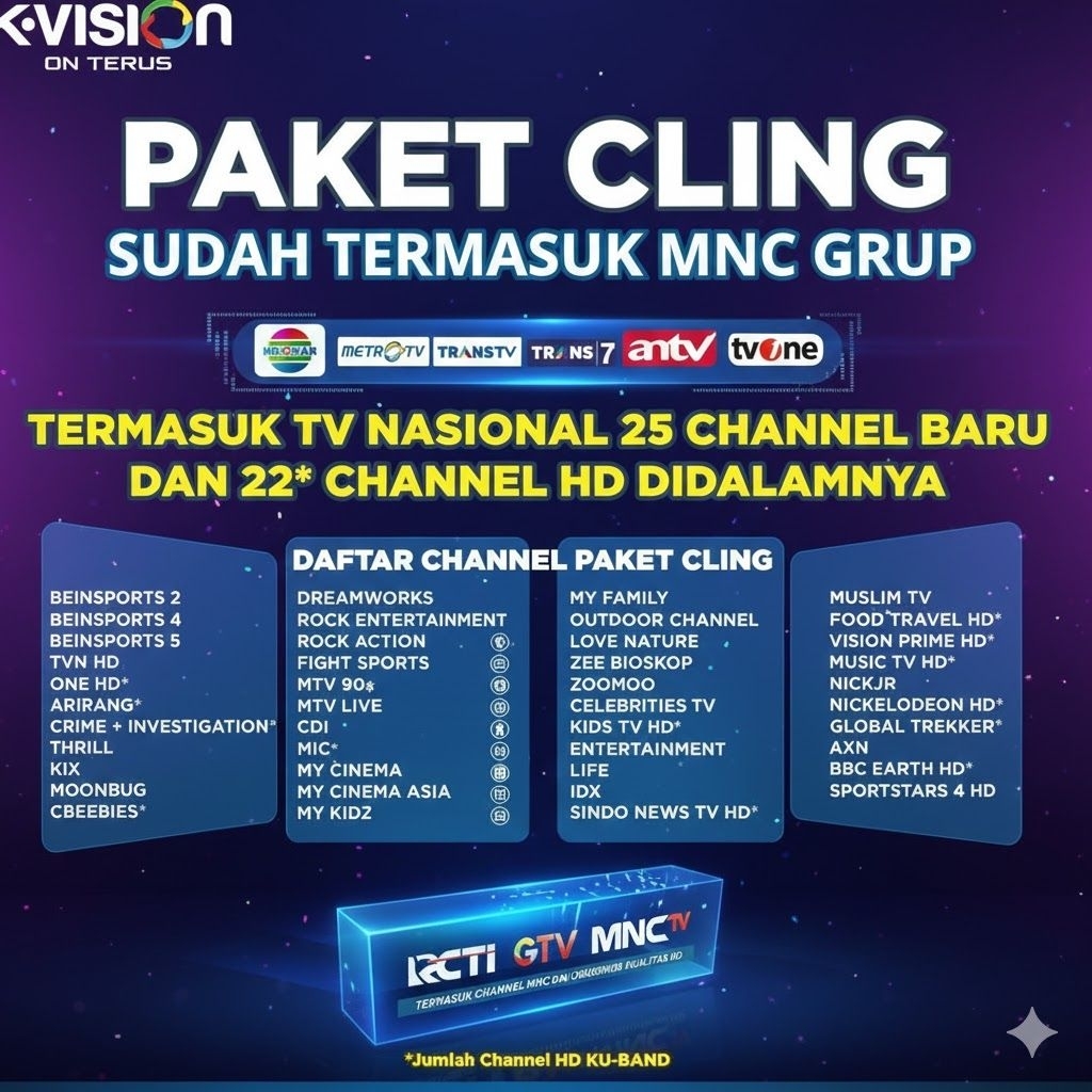 PAKET CLING K-VISION 1BULAN 3BULAN 6BULAN