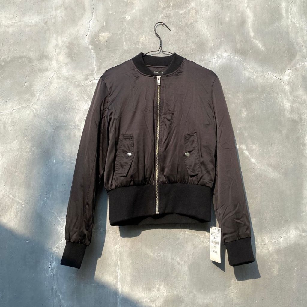 [ORI 100%] ZARA Basic Black Bomber Jaket New