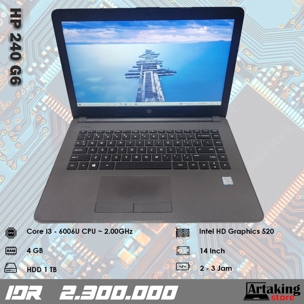 Hp 240 G6 - Core i3 - Gen 6 th - Ram 4 GB - Normal Siap Pakai