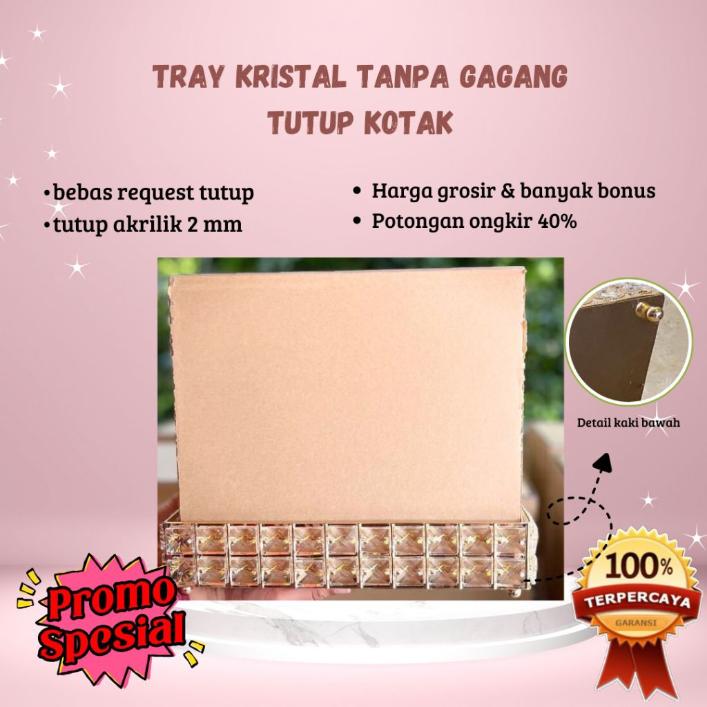 [ SATUAN ] Tray Kristal Tanpa Gagang dan Tutup Akrilik