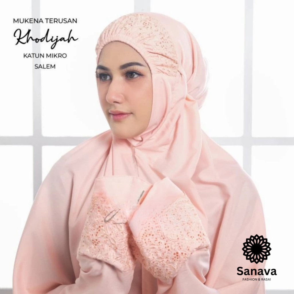 Mukena Terusan Khodijah Jumbo Dewasa Katun Siti Khadijah Syahrini Pasteleena Full Bordir Mukena Laju
