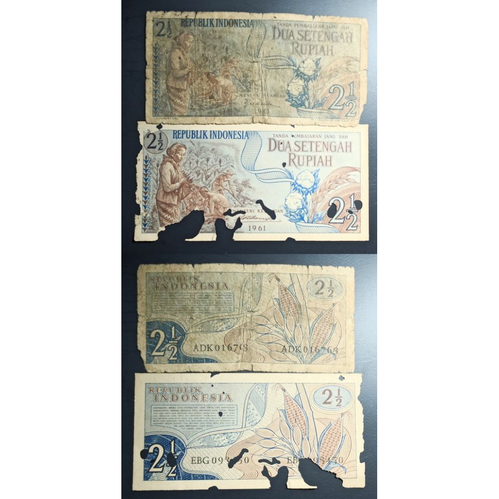 uang kuno Indonesia 2½ rp tahun 1961 p2474