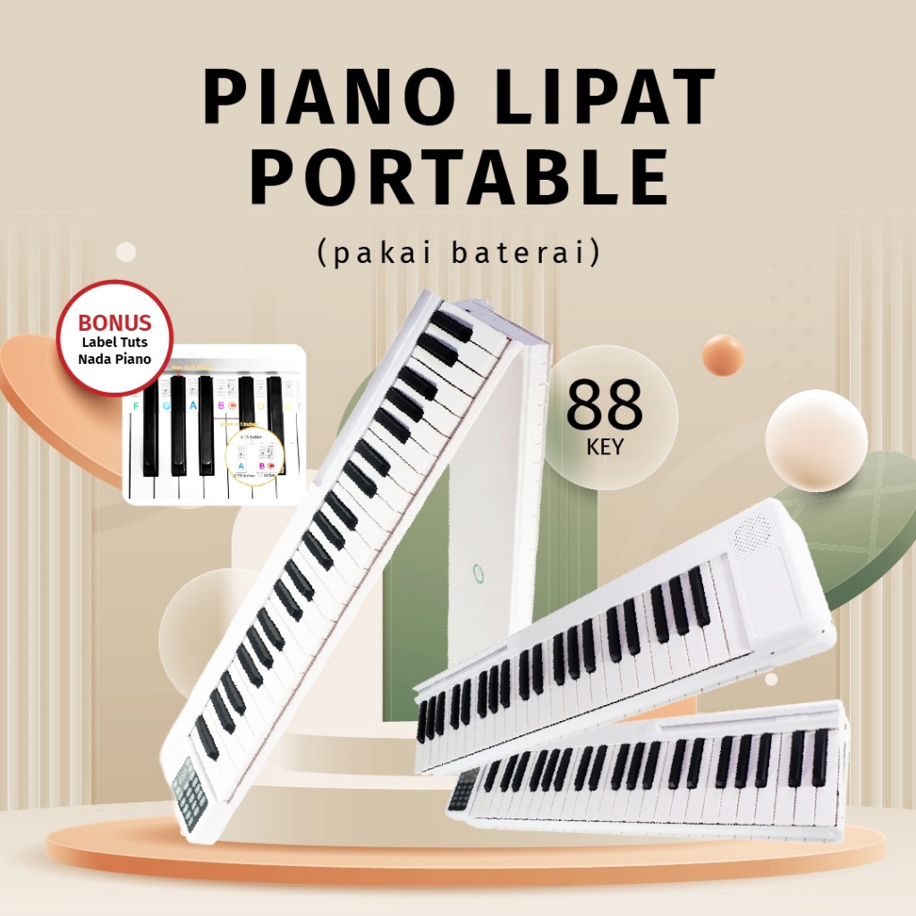 Piano Lipat Foldable 88 Keys Portable Keyboard Digital Elektrik PN-88