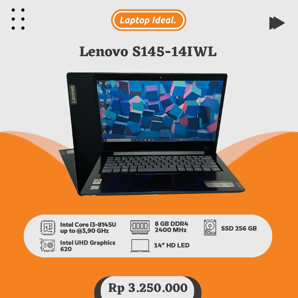 Lenovo S145-14IWL (2019) SLIM i3 gen 8 RAM 8 GB DDR4 SSD 256 GB MULUS