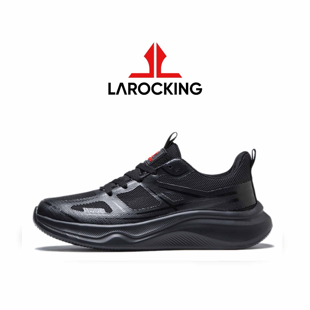 Larocking - Premium Edition Xander Hitam Polos | Sepatu Sneakers Running Casual Gym