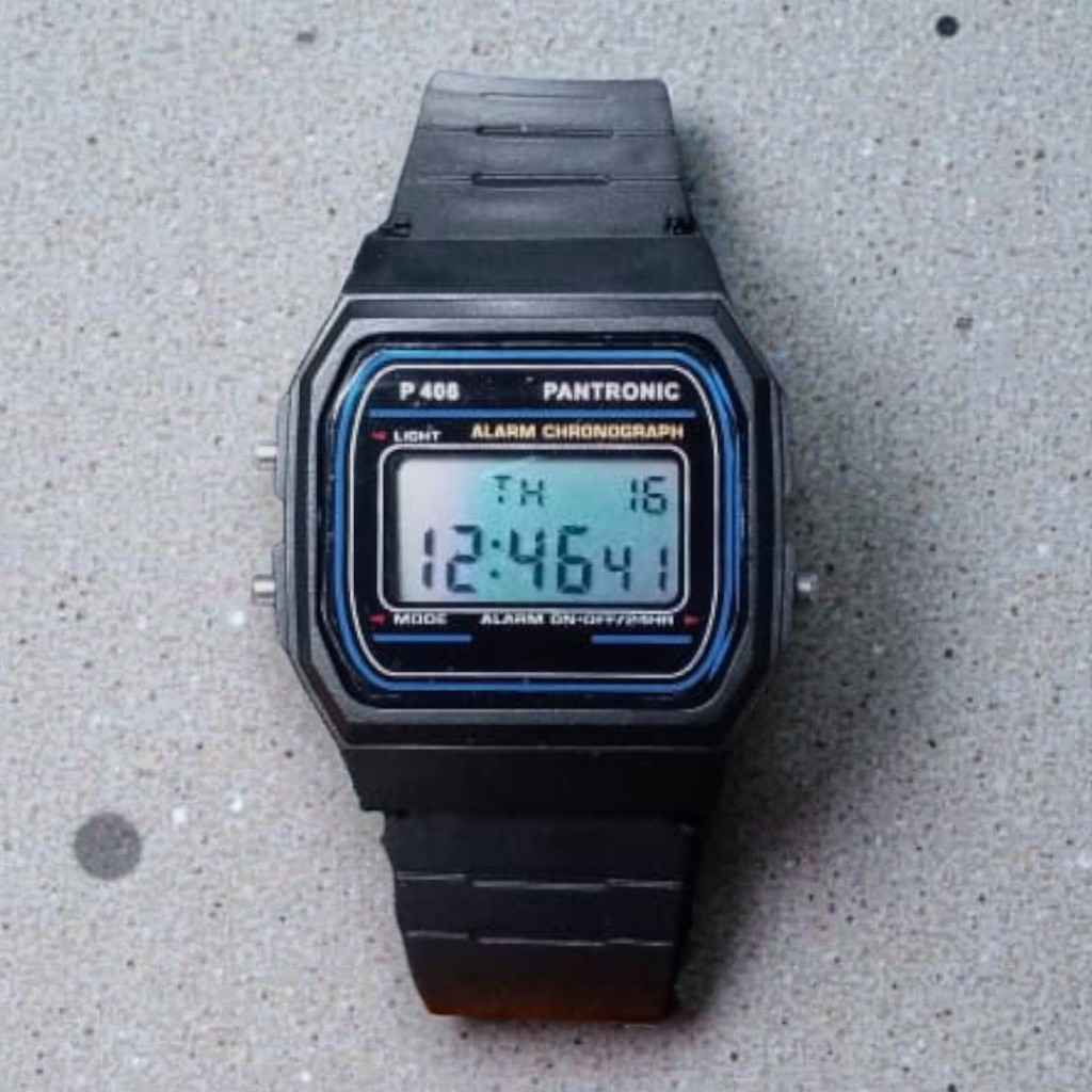 Pantronic Jam Tangan Pria Wanita Digital Gaya Klasik Vintage Warna Hitam P55
