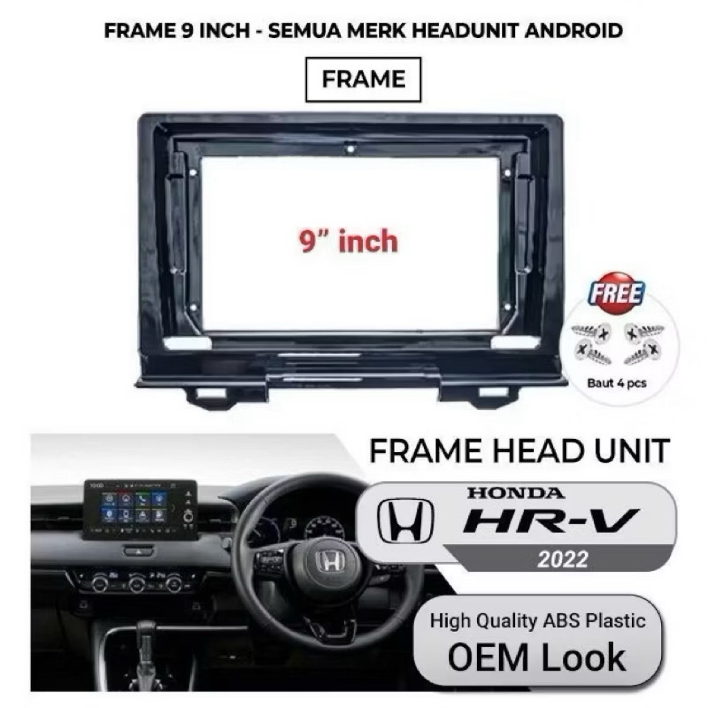 Frame Head Unit Android Honda Hrv 9” Inch 2022