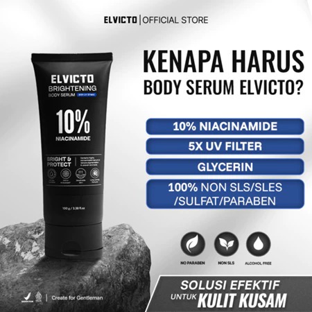 [REAL 10% NIACINAMIDE] ELVICTO BRIGHTENING BODY SERUM 10% Niacinamide 100gr | Body Serum Pria Body S
