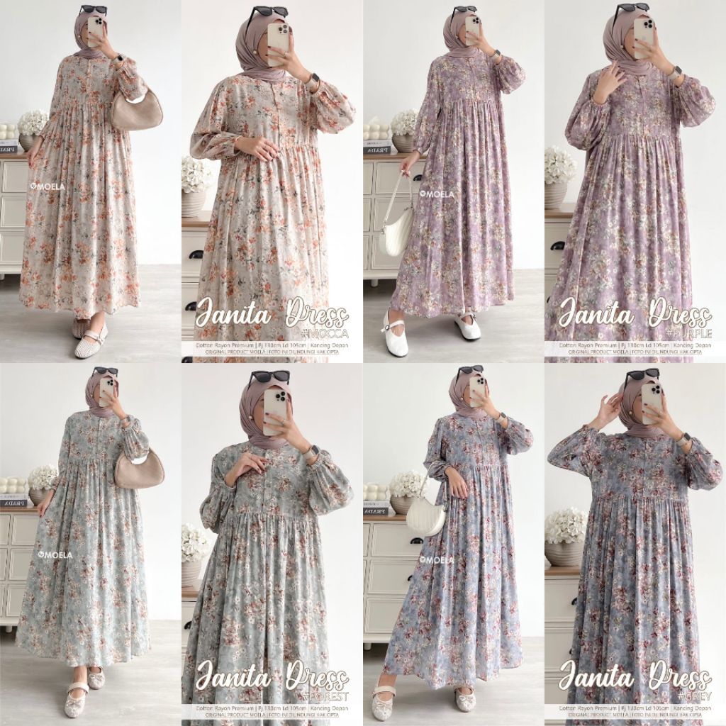 Janita Dress Gamis Jumbo Allsize Busui Premium Catton Rayon Original Ori Moela Berlabel