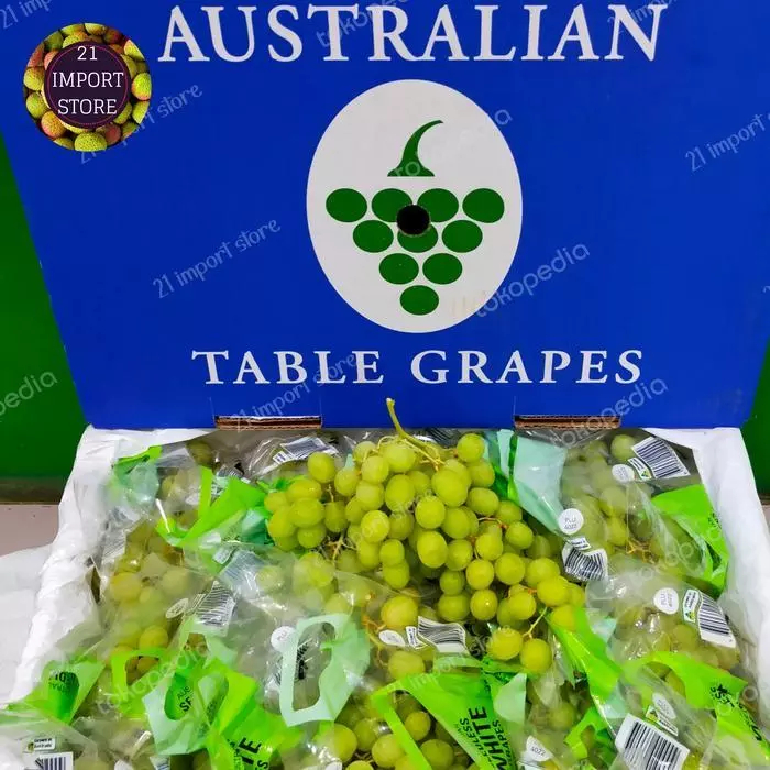 Anggur Australia Hijau Impor – Manis, Segar, Tanpa Biji – 1kg