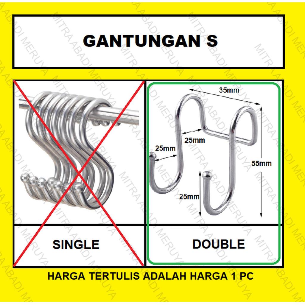 Gantungan S Double Hook S Gantungan Hook Stainless